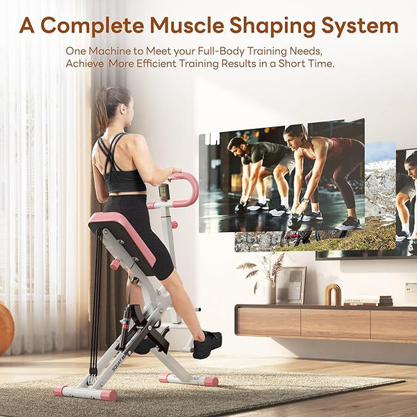 Foldable Full-Body Squat & Ride Trainer – 4-in-1 Home Fitness Machine for Legs, Hips, and Core