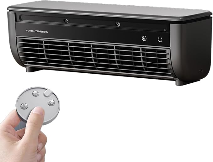 Wireless Wall-Mounted Portable Air Conditioner Fan with Remote – No Drilling, Instant Cooling, Ice Mist & Ionizer (Black)